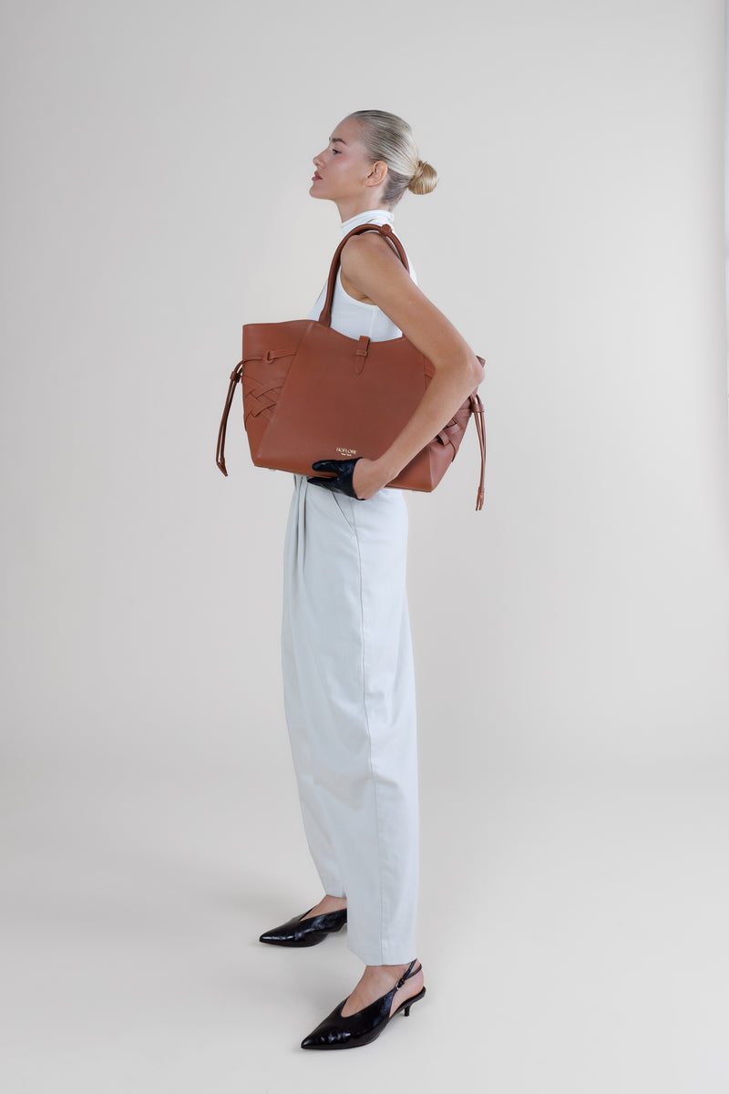 Woven Pattern Tote Orchid – Brown