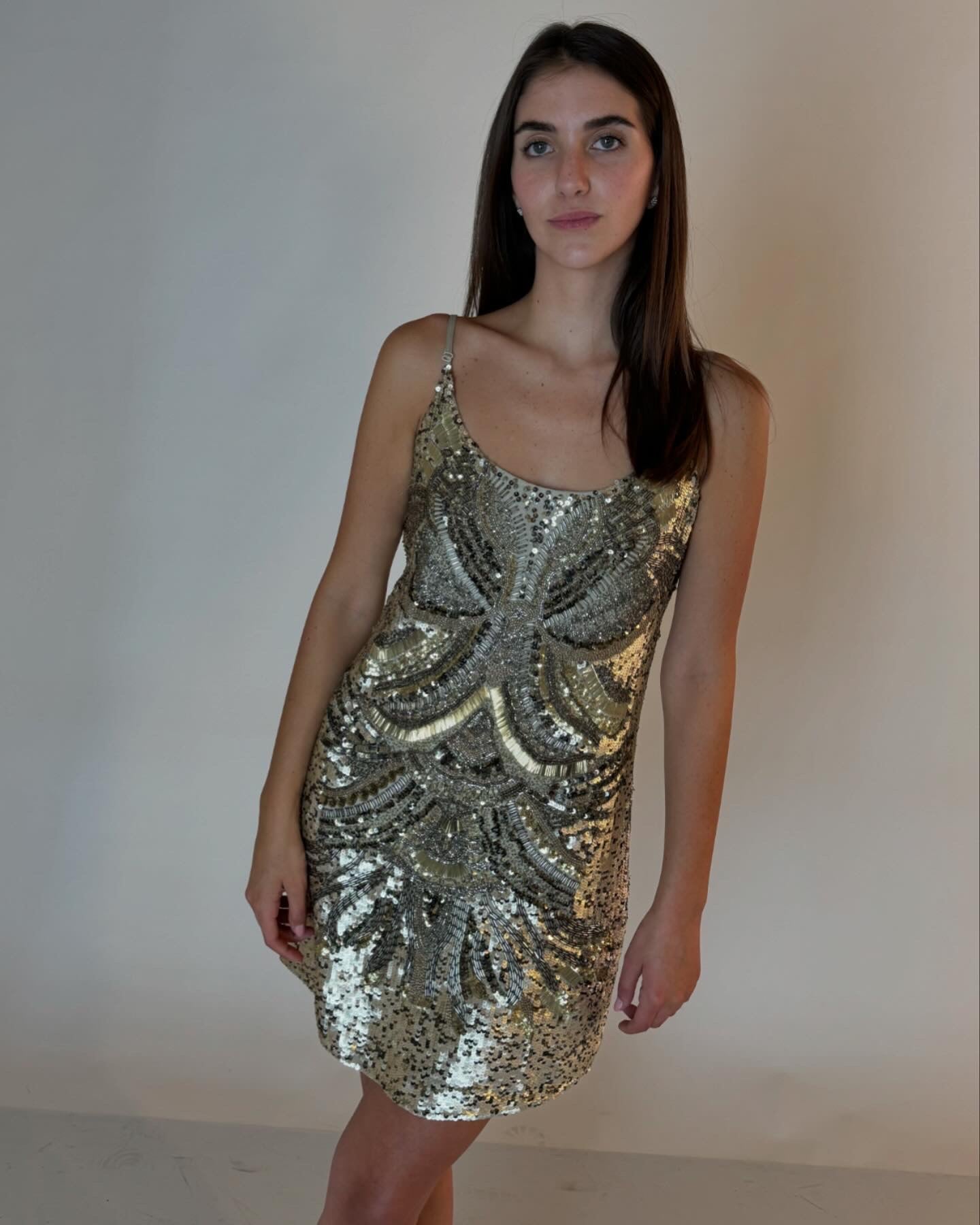 gold mini dress embellished