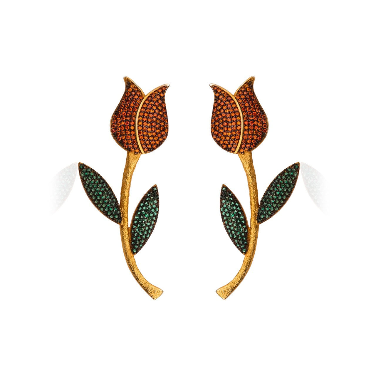 Tulip Era Orange-Green Crystal Earing