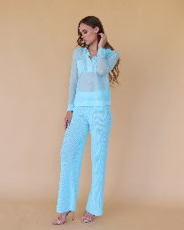 Lightweight knitted shirt turquoise
