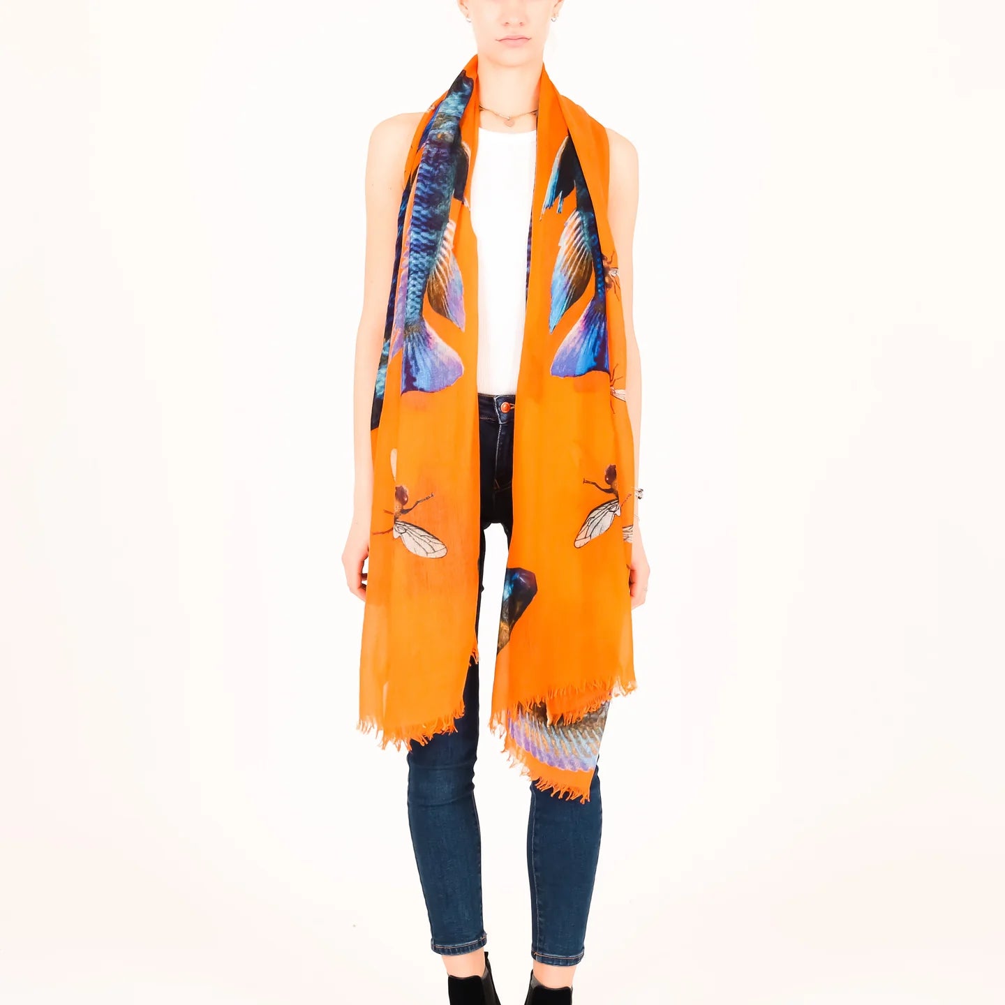 Butterfly & Fish Cashmere Scarf