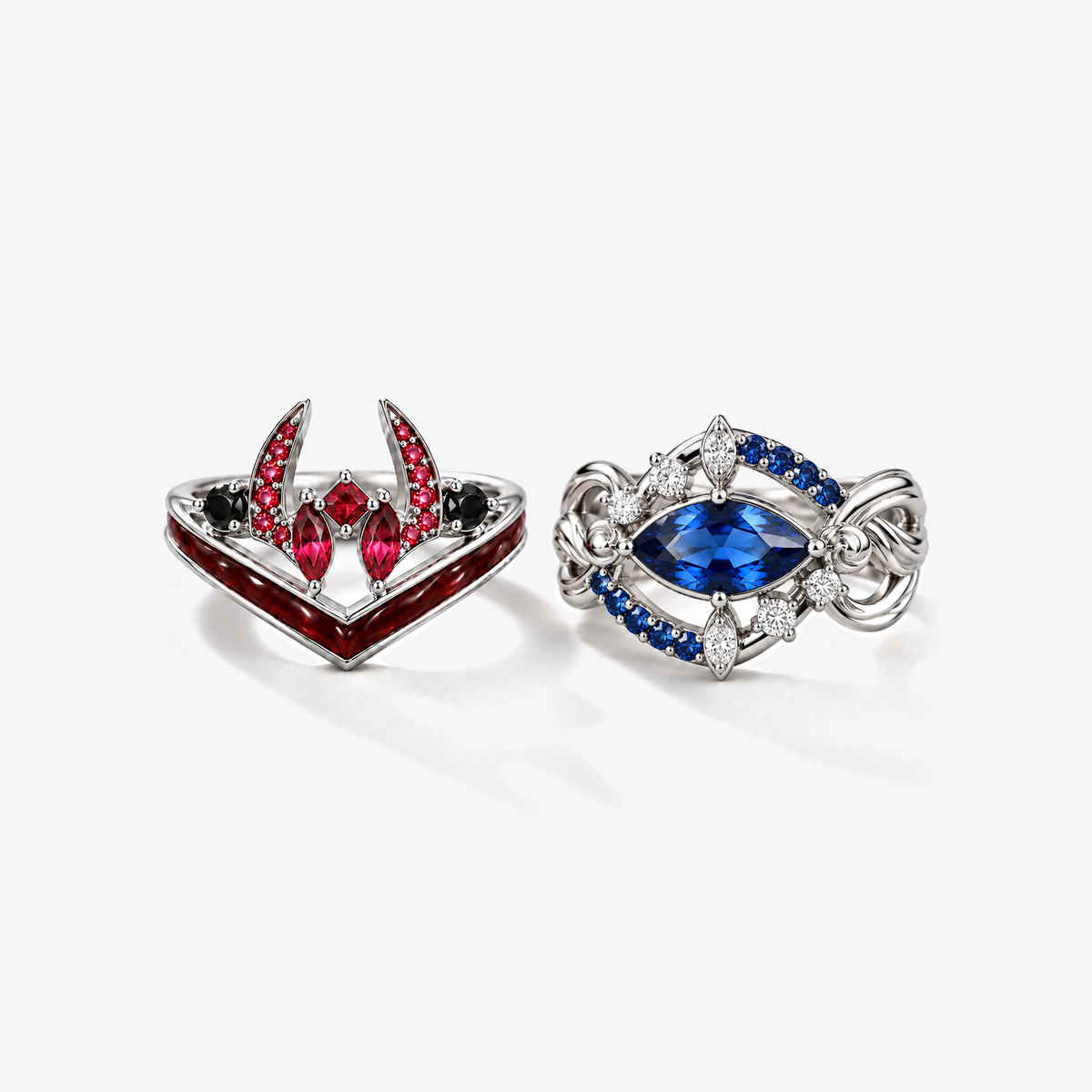 Six Eyes and Malevolent Shrine Rings Collection – Silver
