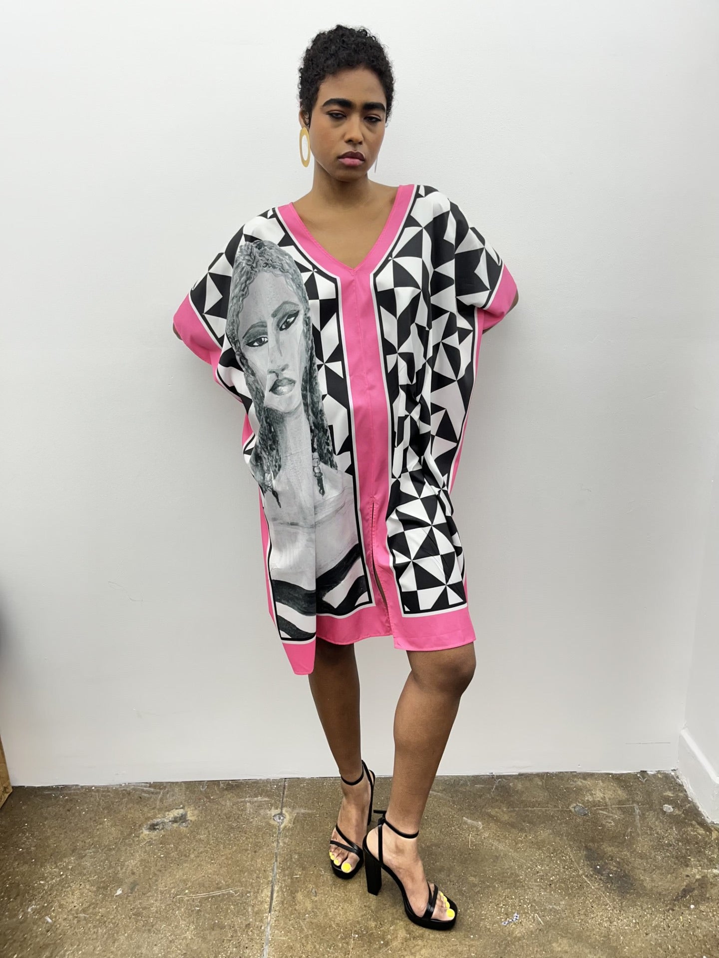 Pink Check Caftan