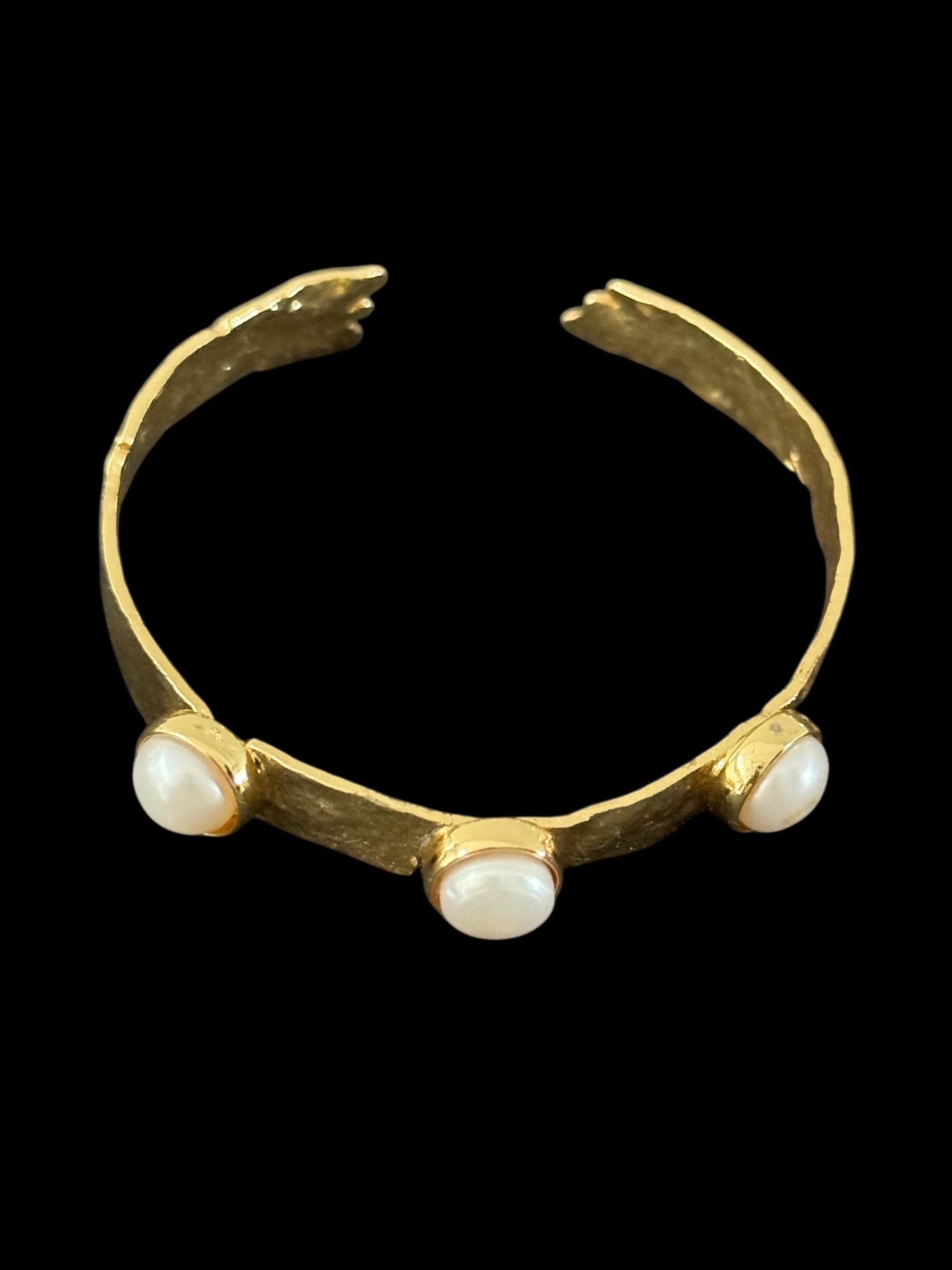 Triple fresh water pearl bangle in 18 KGP