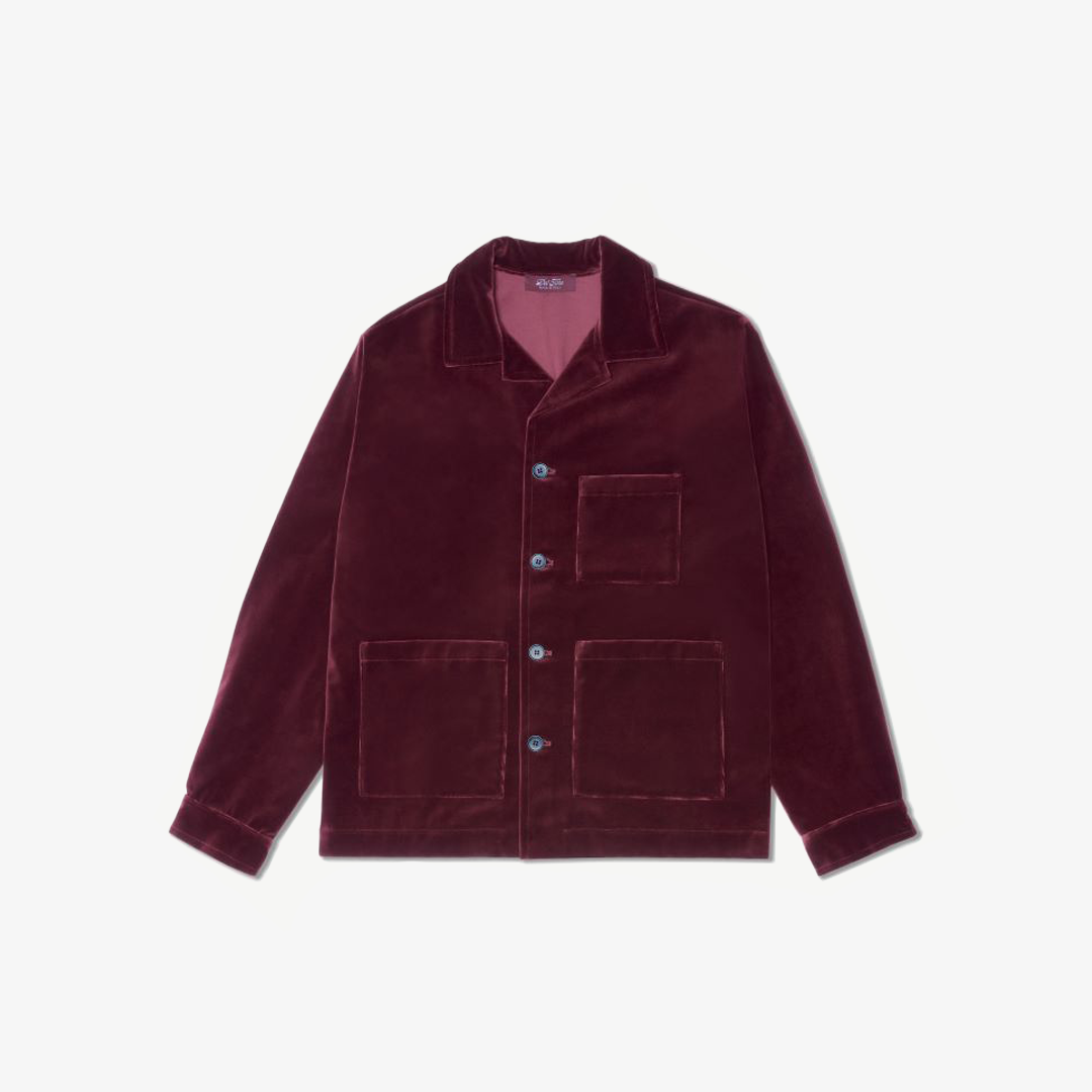 Men's Velour Cocktail Coat - Oxblood