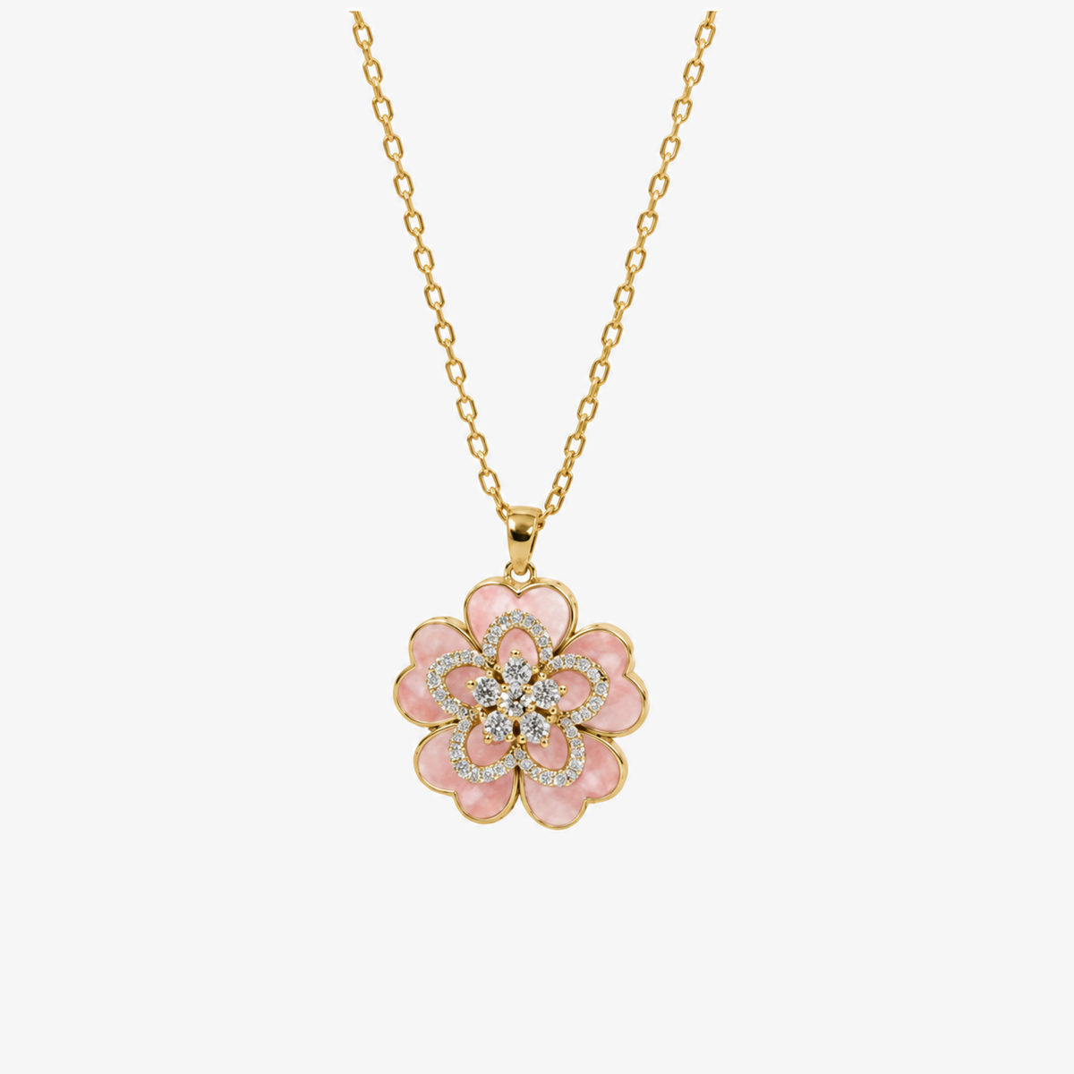 Upper Moon Three and Blossom Necklace Collection – Gold