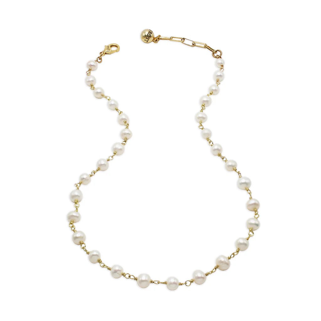 WIRE WRAPPED PEARL NECKLACE BASE - GOLD/WHITE