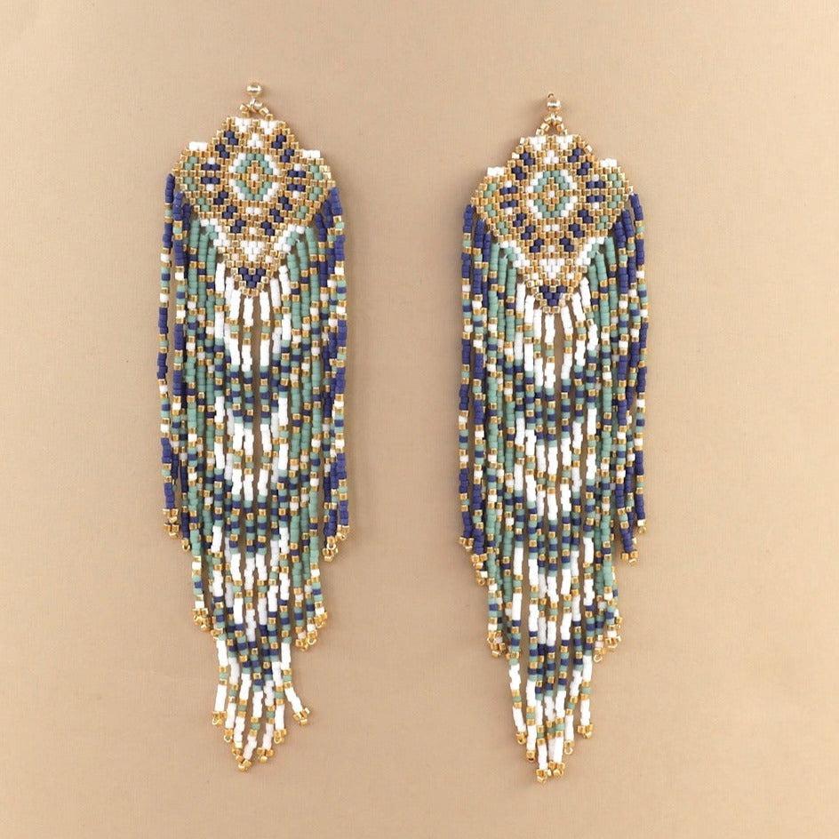 Azure Beaded Earrings-Earrings-Good Tidings
