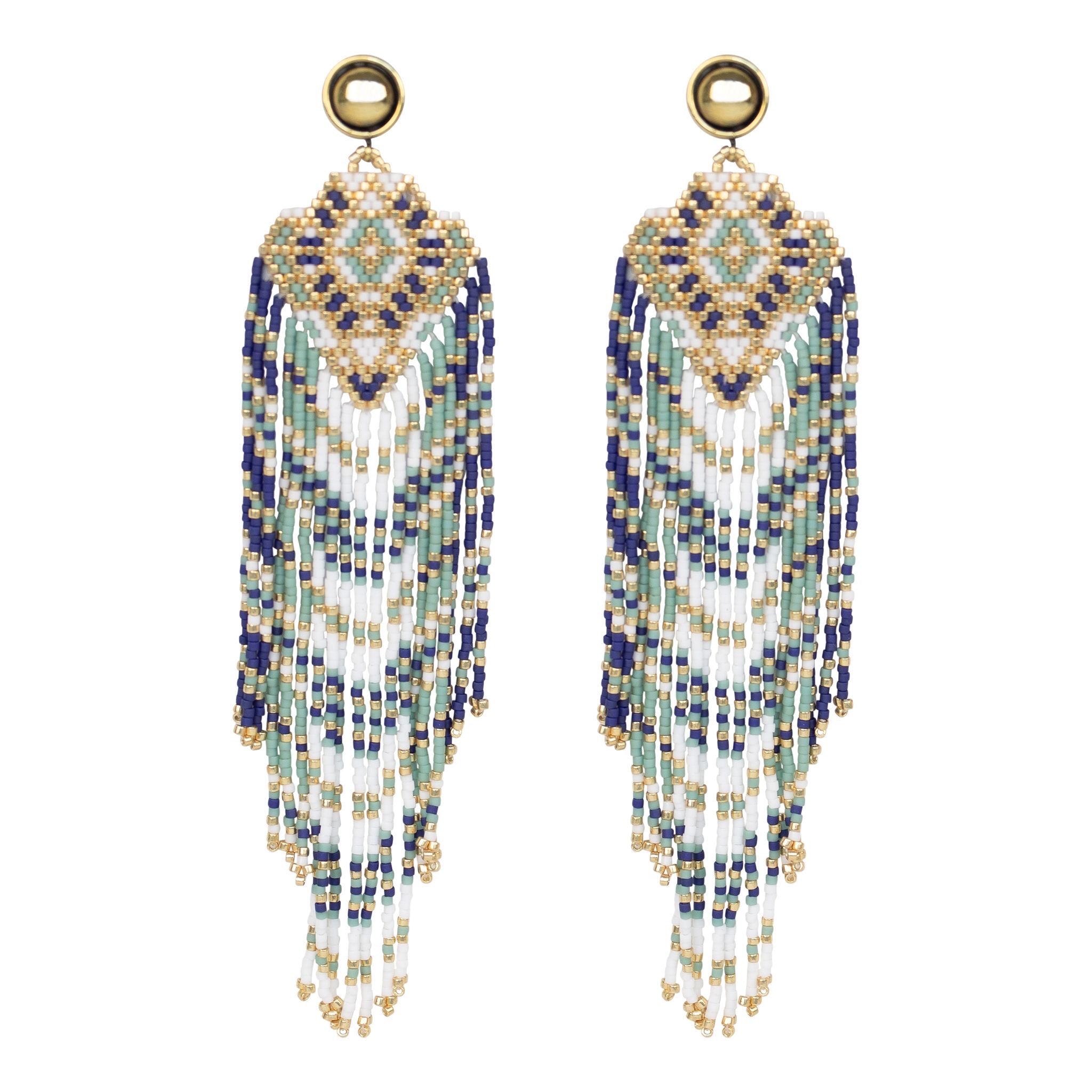 Azure Beaded Earrings-Earrings-Good Tidings