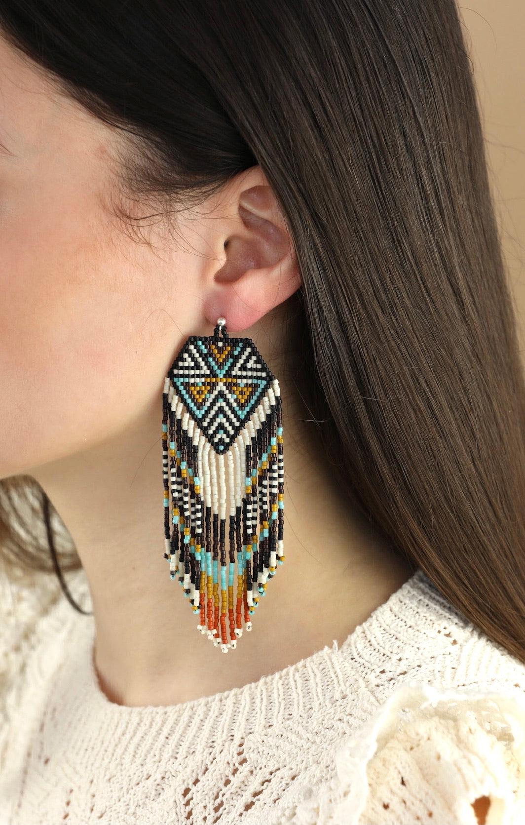 Blue Macau Beaded Earrings-Earrings-Good Tidings