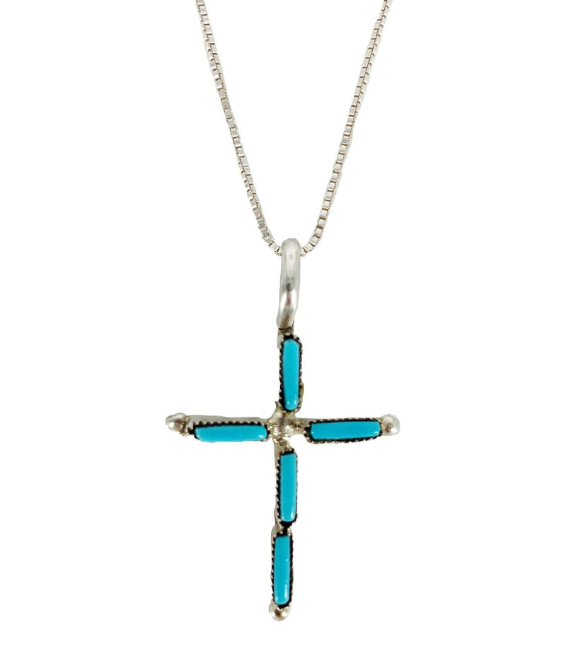 Cross Sterling Silver and Turquoise Santa Ana necklace-Necklace-Good Tidings