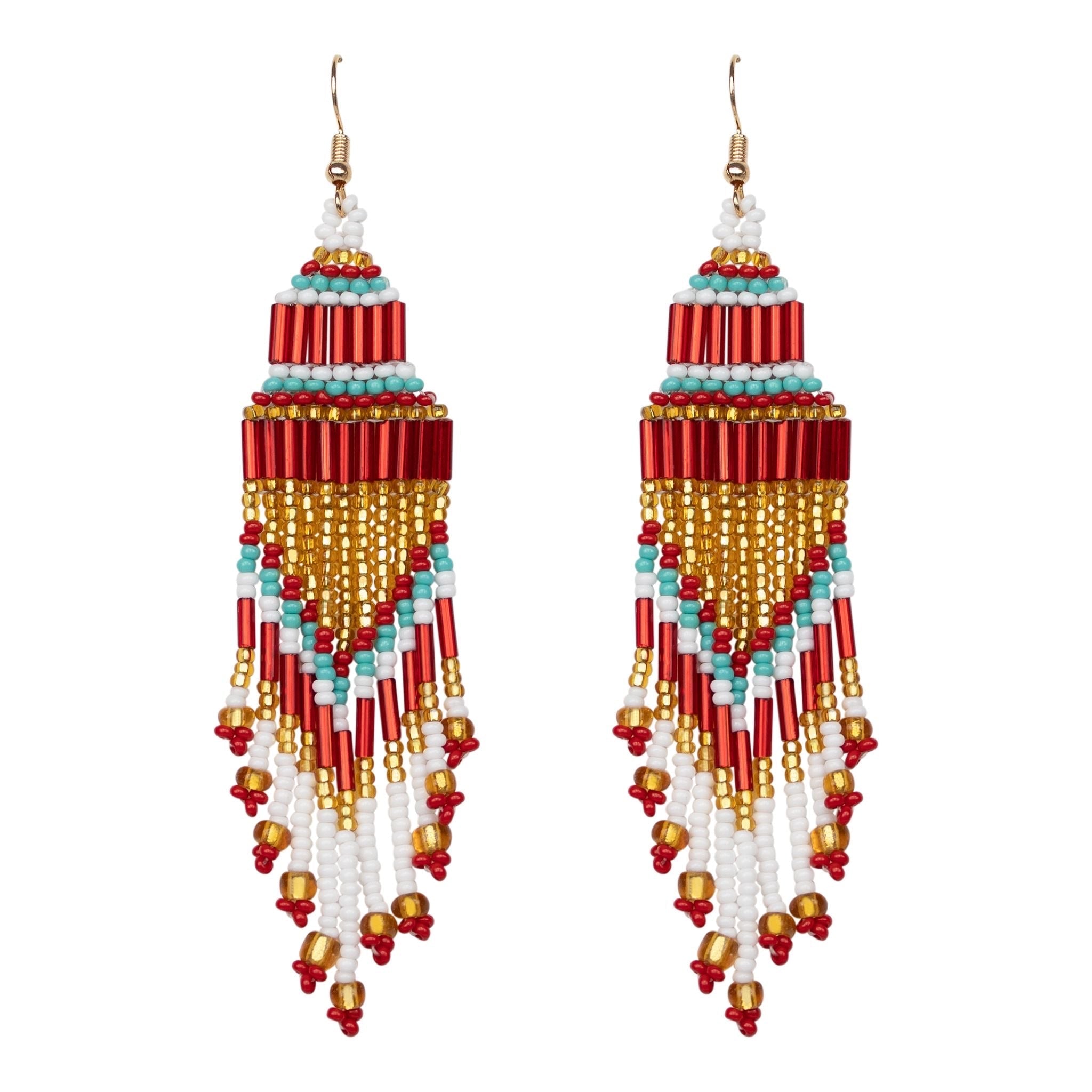 Encuentro beaded Boho earrings - Carmine Red-Earrings-Good Tidings