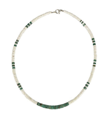 Green Turquoise, Bone and Sterling Silver Necklace-Necklace-Good Tidings