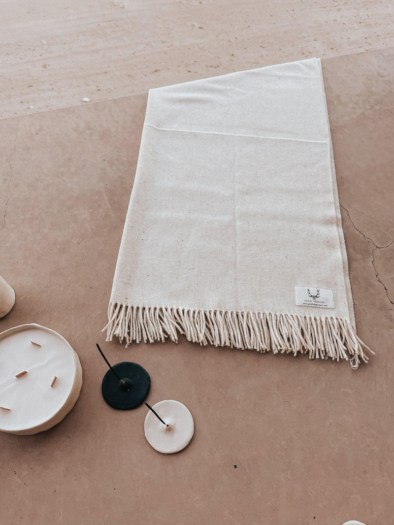 Sanctuary Wool Blanket Off White-Blanket-Good Tidings