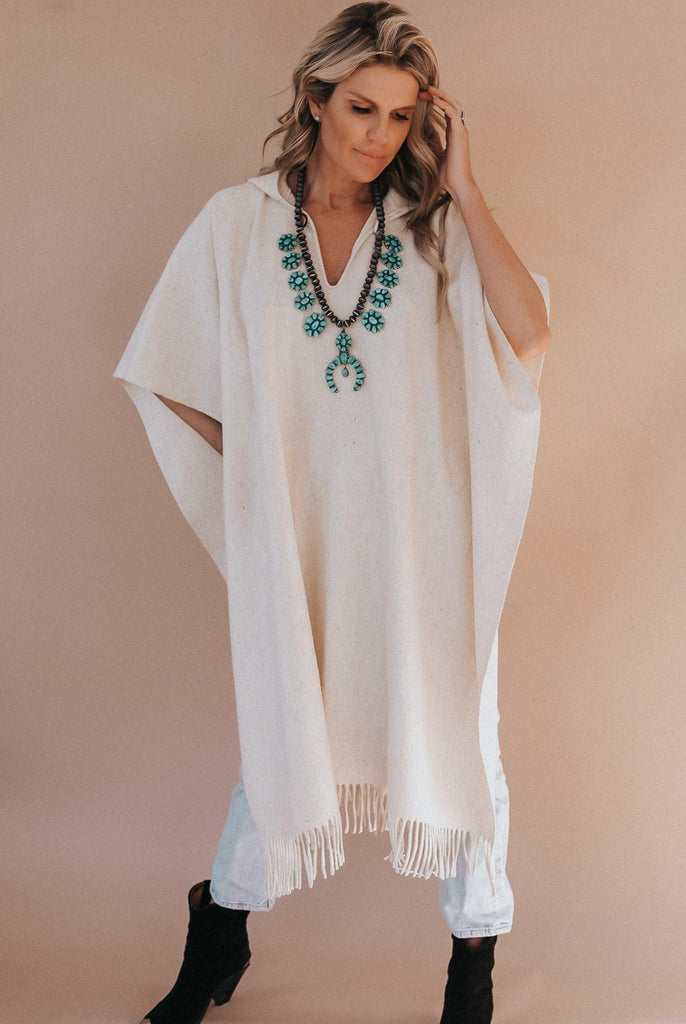 Sanctuary Wool Cape with Hood Off White-Poncho-Good Tidings
