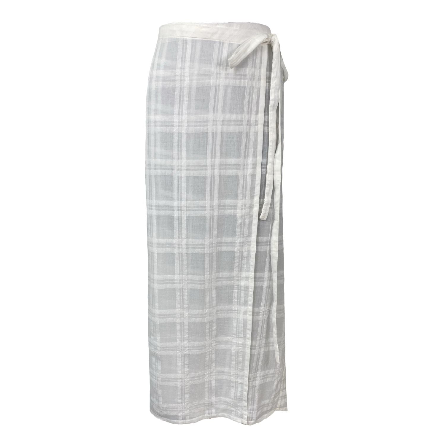 Sarong Wrap Skirt in White Windowpane